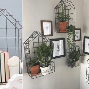 Modern Black Wire Wall Shelf Set